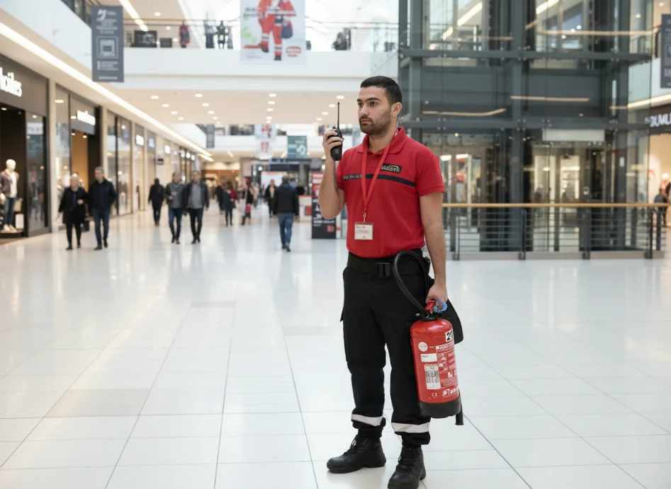 un agent de sécurité durant son travail après sa Formation SSIAP – Sécurité incendie et assistance à personnes dans le centre BFS en bretagne et pays de la Loire